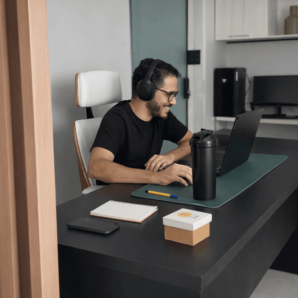 Leonardo Nunes trabalhando em seu setup