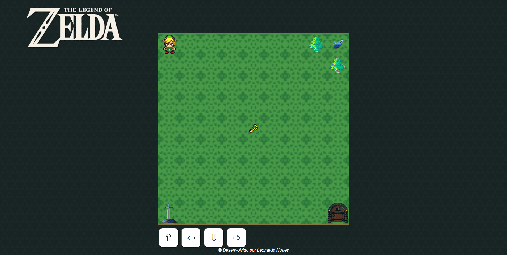 Tela do mini-game The Legend of Zelda com cenário retrô e personagem em exploração