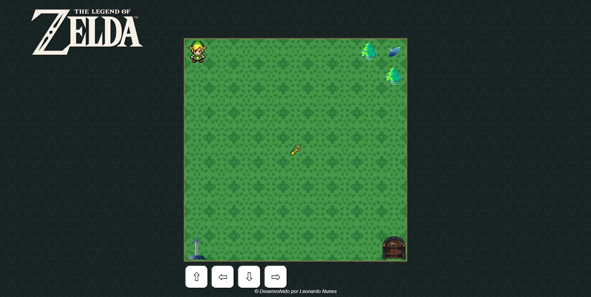 Tela do mini-game The Legend of Zelda com cenário retrô e personagem em exploração